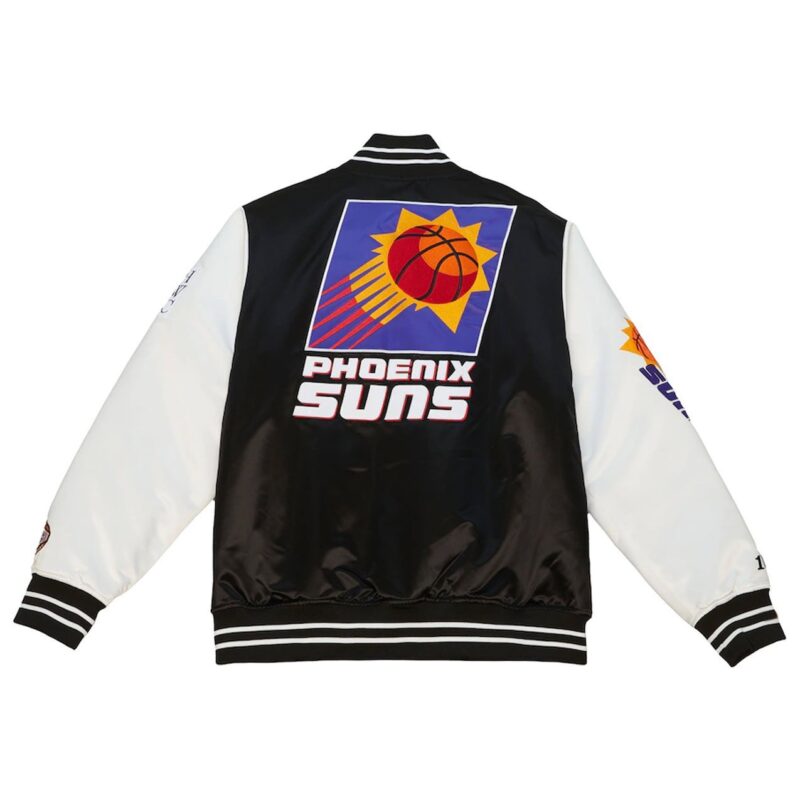 Phoenix Suns Team Origins Black and White Satin Jacket