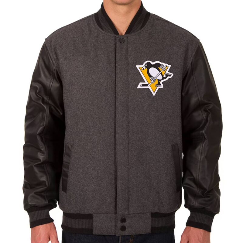 Pittsburgh Penguins Charcoal and Black Varsity Jacket
