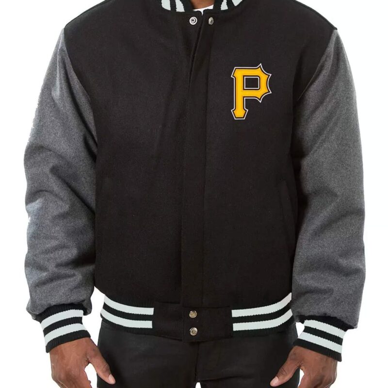 Pittsburgh Pirates Black and Grey Baseball Varsity Jacket