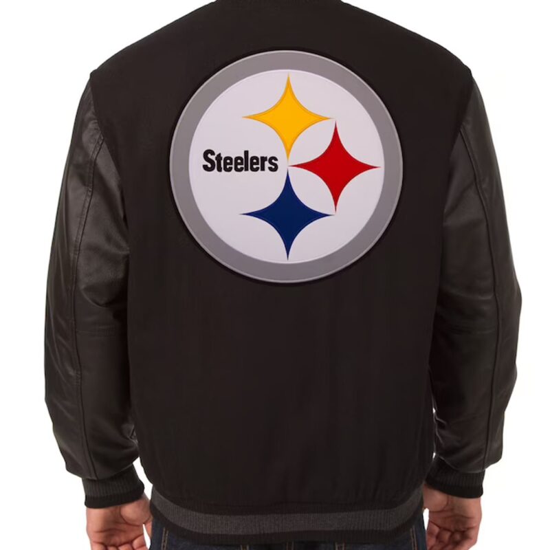 Pittsburgh Steelers Black Varsity Wool & Leather Jacket
