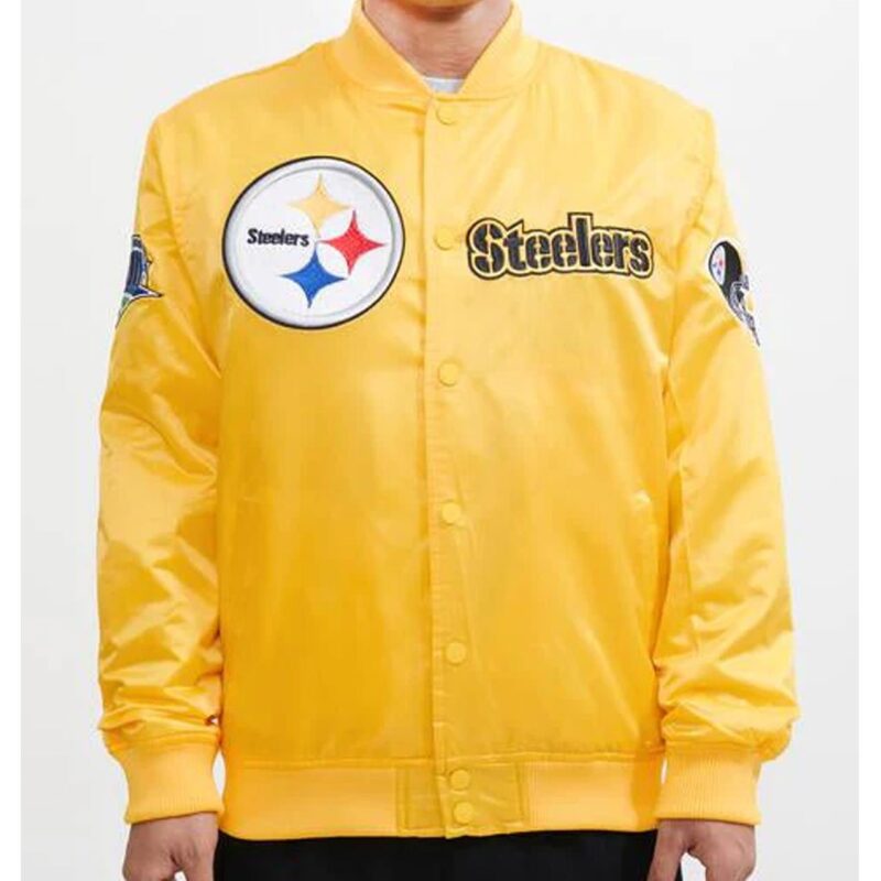 Pittsburgh Steelers Chest Hit Logo Yellow Satin Jacket