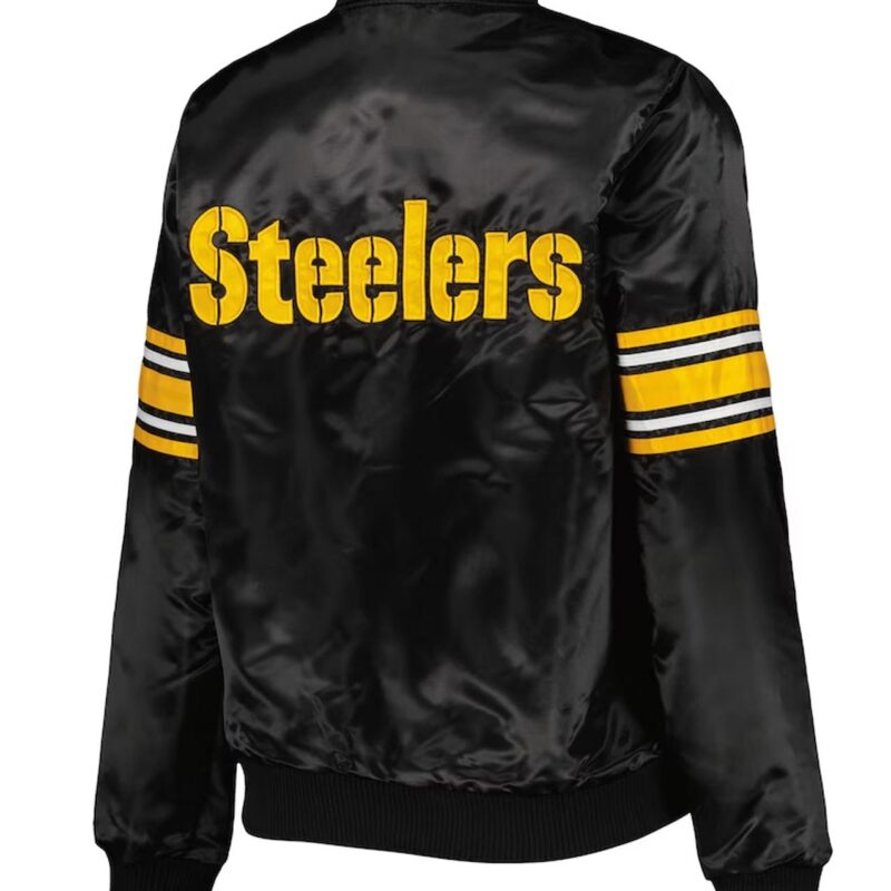 Pittsburgh Steelers Line Up Black Satin Jacket