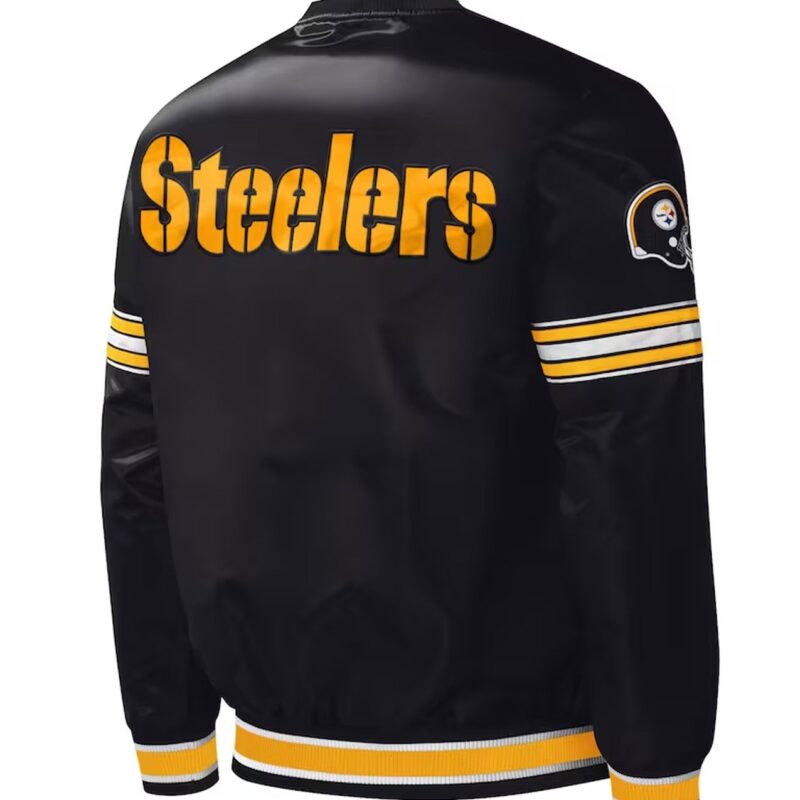 Pittsburgh Steelers Midfield Black Varsity Satin Jacket