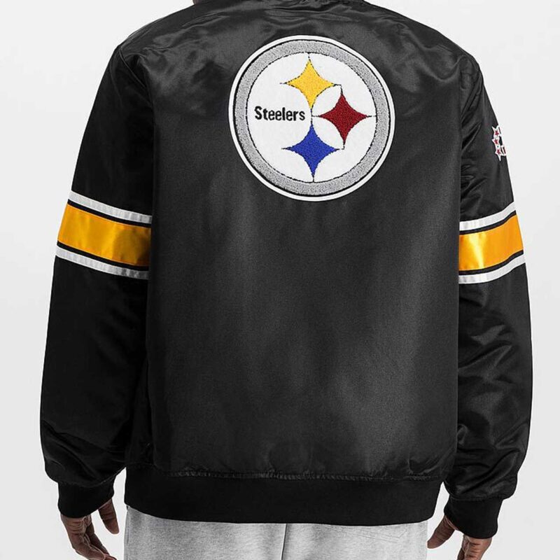 Pittsburgh Steelers Striped Heavyweight Black Satin Jacket