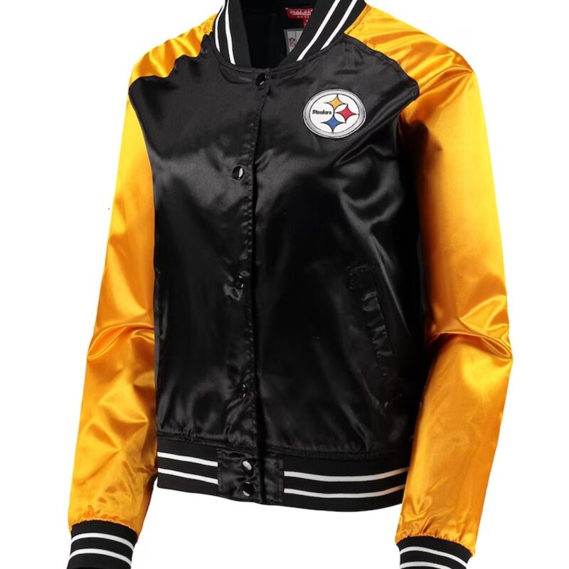 Team 2.0 Pittsburgh Steelers Black and Yellow Satin Jacket