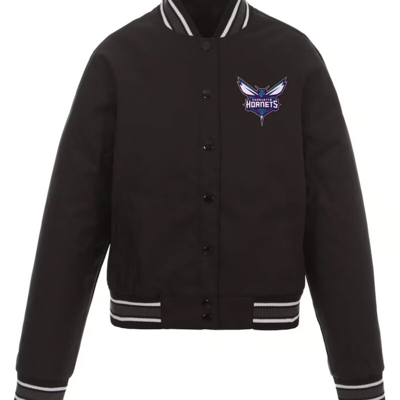 Black Charlotte Hornets Poly Twill Jacket
