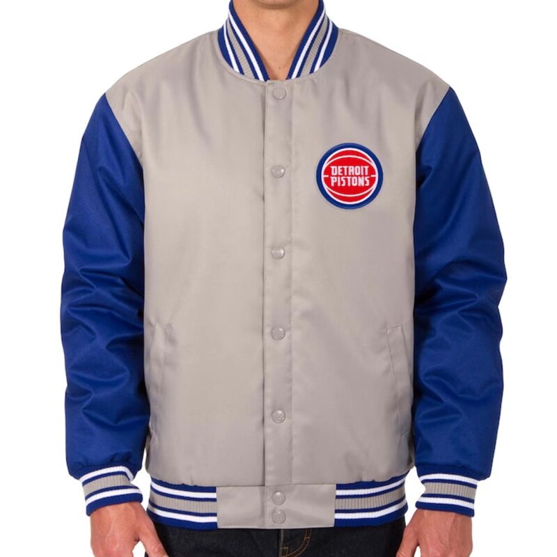 Gray/Blue Detroit Pistons Poly Twill Jacket