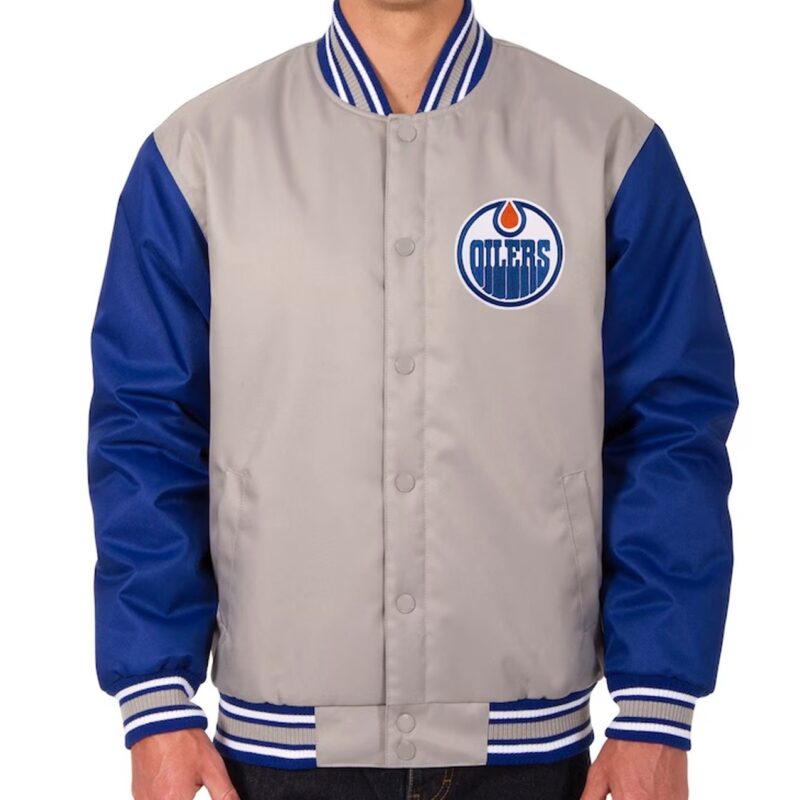Gray/Blue Edmonton Oilers Poly Twill Jacket
