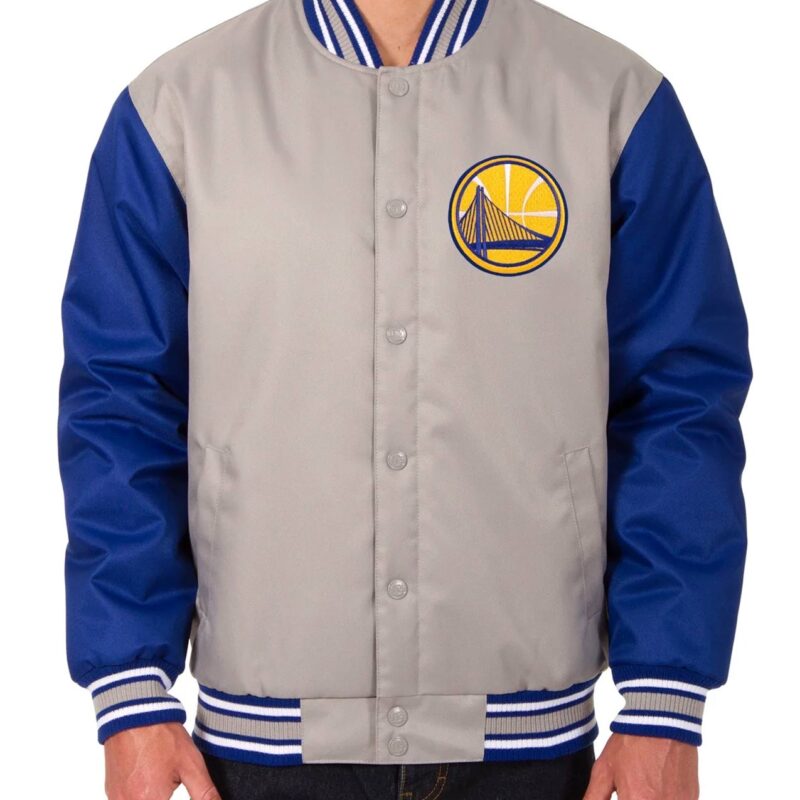 Golden State Warriors Poly Twill Varsity Gray/Royal Jacket