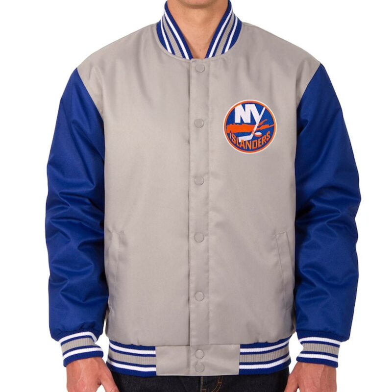 New York Islanders Front Hit Gray and Blue Jacket