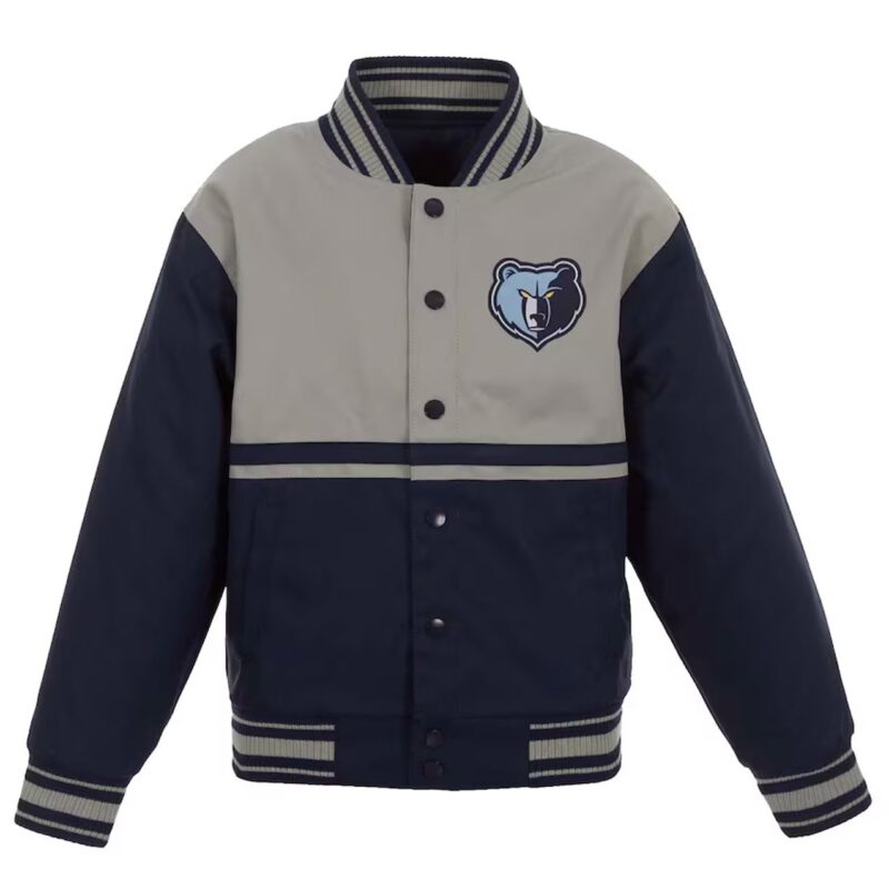 Gray/Navy Youth Memphis Grizzlies Poly Twill Jacket