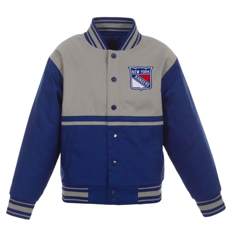 New York Rangers Youth Royal and Gray Poly-Twill Jacket