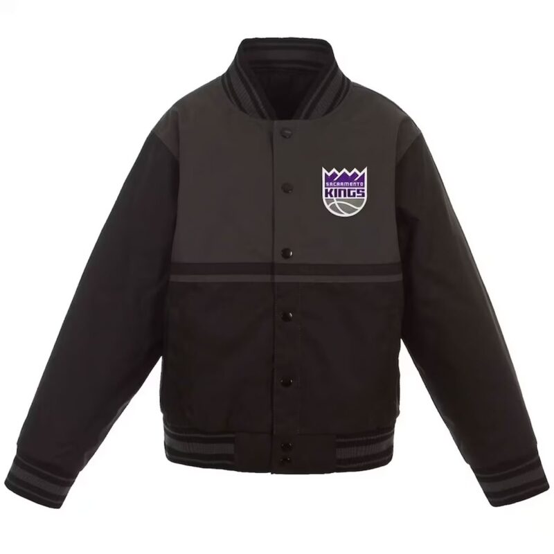 Black/Charcoal Youth Sacramento Kings Poly Twill Jacket