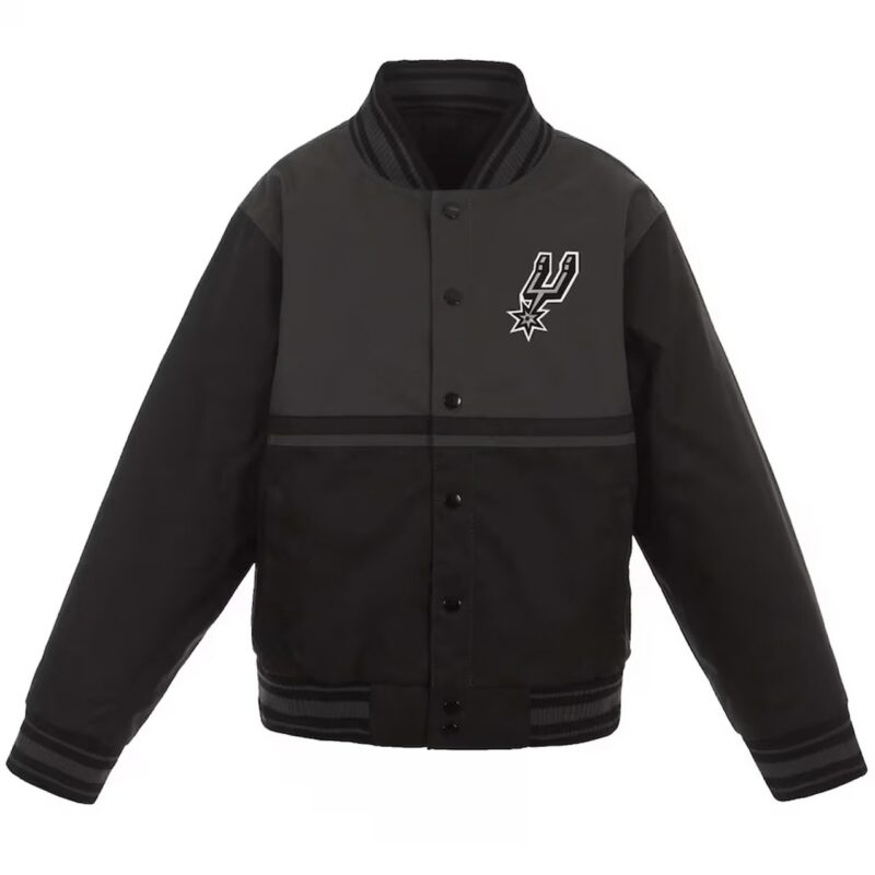 Black/Charcoal Youth San Antonio Spurs Poly Twill Jacket