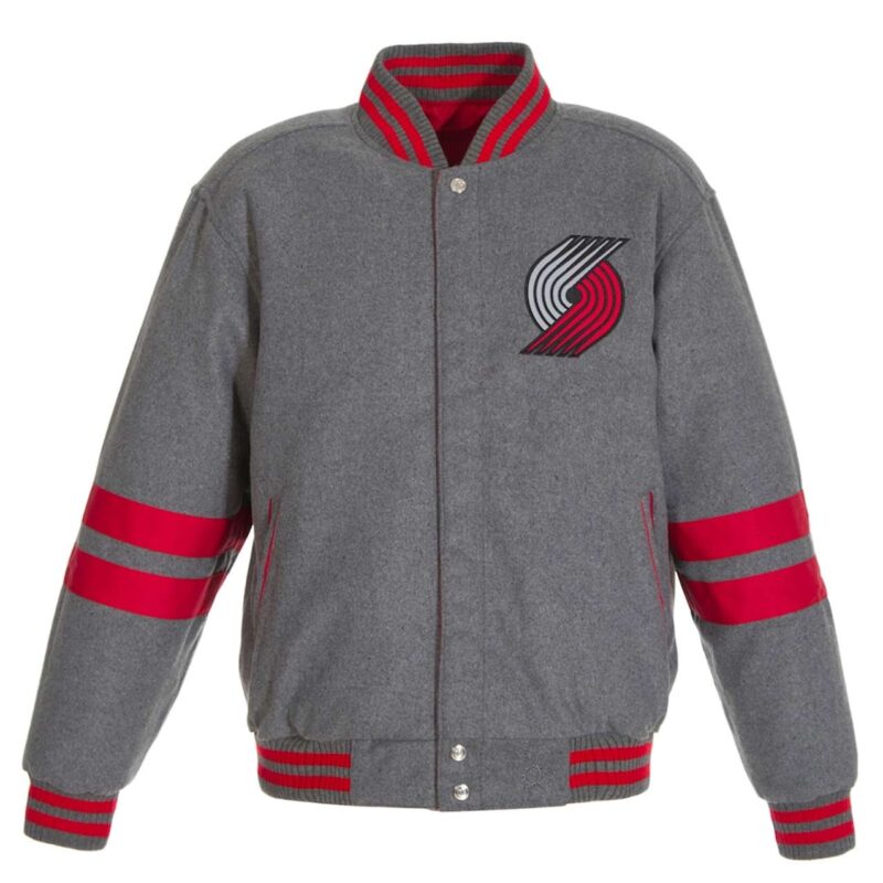 Gray Portland Trail Blazers Varsity Wool Jacket