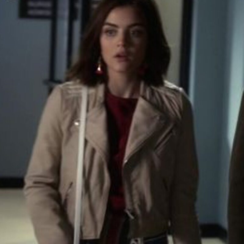 Pretty Little Liars S07 Lucy Hale Beige Leather Jacket