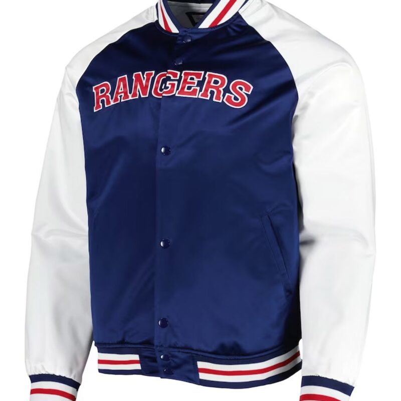 Prime Time Blue/White New York Rangers Varsity Satin Jacket