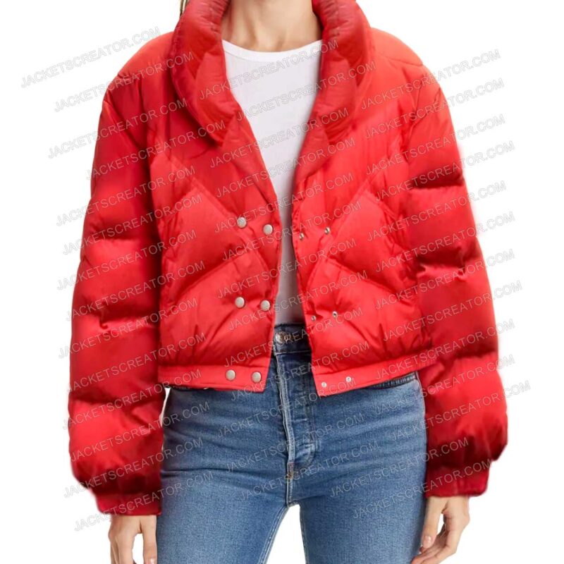 Princess Diana The Crown Red Puffer Jacket
