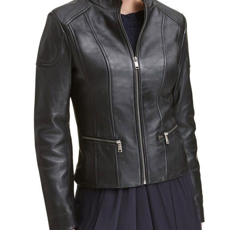 Women’s Casual Promo Scuba Black Leather Jacket