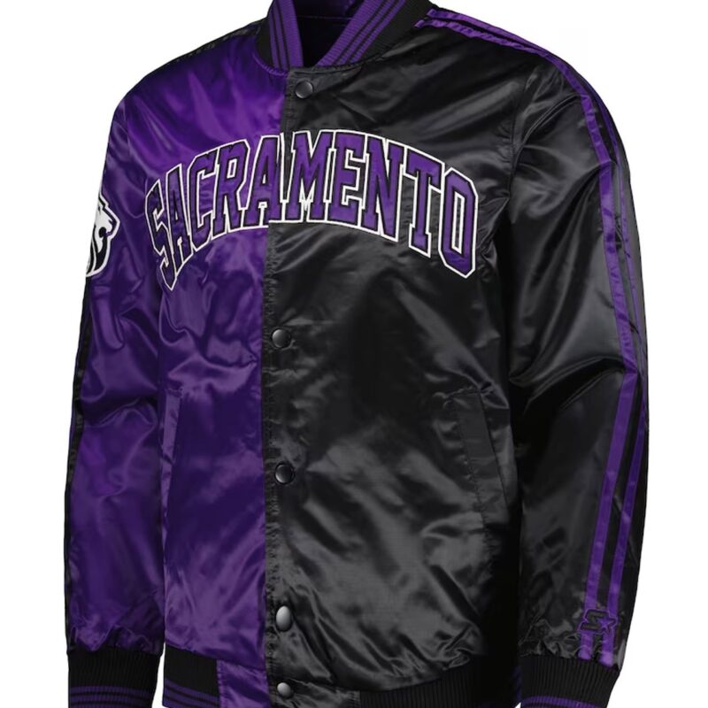 Sacramento Kings Purple/Black Fast Break Satin Jacket