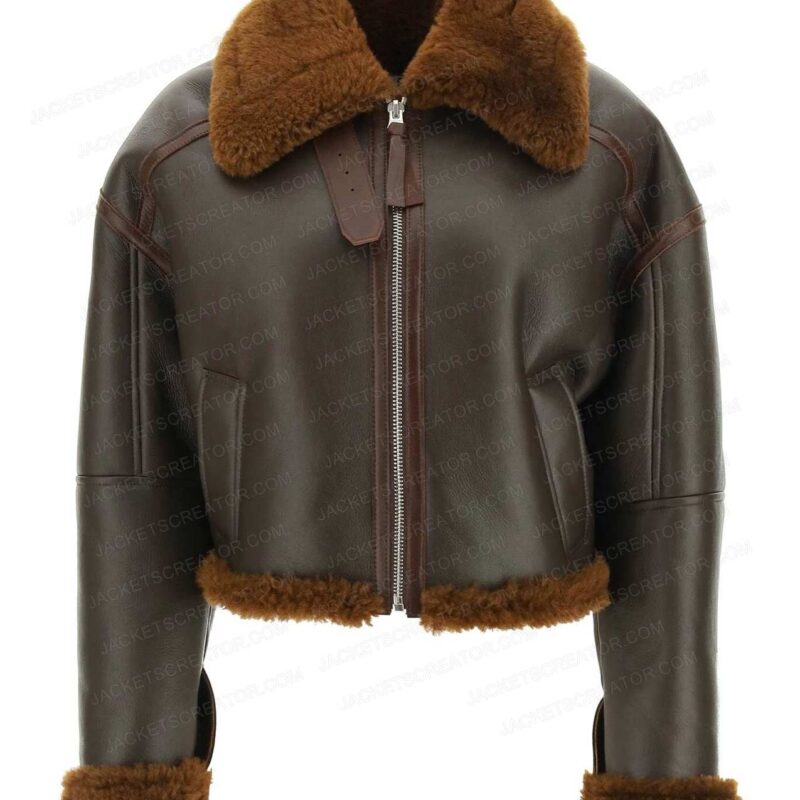 Margaux Lignel Real Girlfriends in Paris Brown Leather Jacket