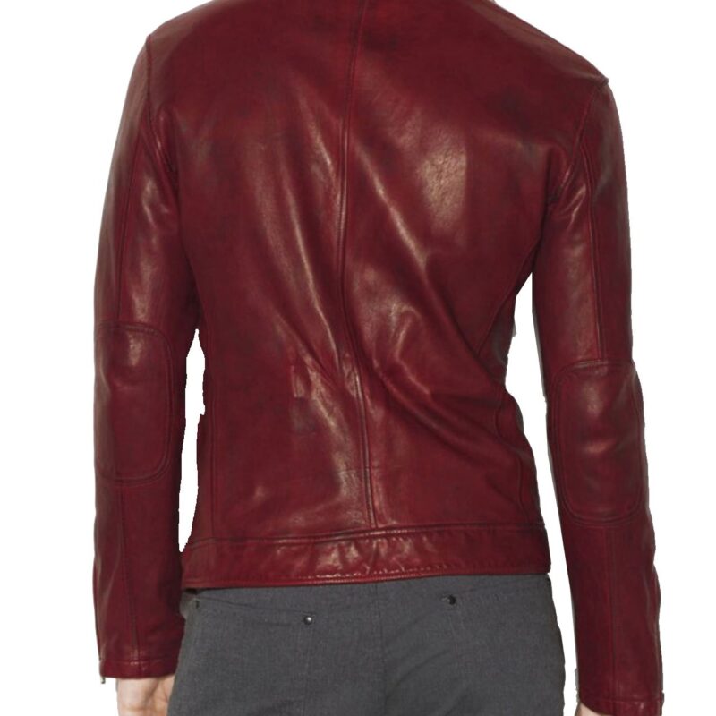 Men’s Casual Red Burnished Leather Jacket