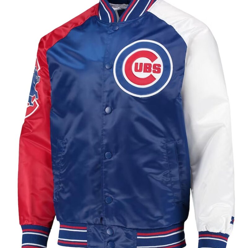 Royal/Red Chicago Cubs Reliever Varsity Satin Jacket