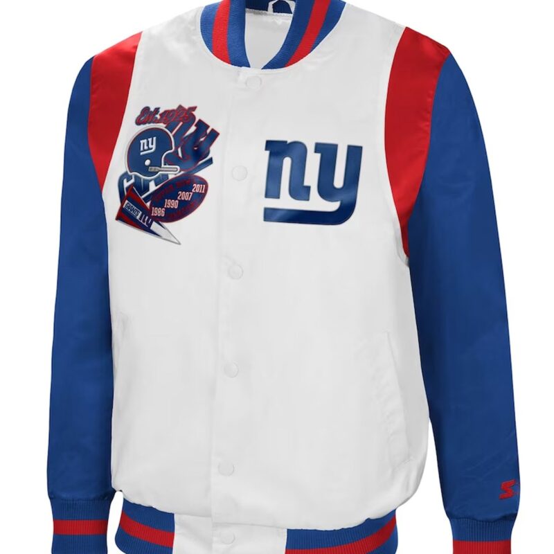 White/Royal NY Giants Retro The All-American Jacket