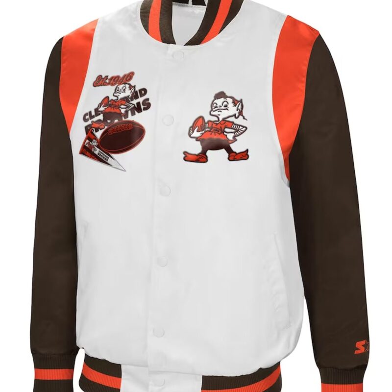 White/Brown Cleveland Browns Retro The All-American Jacket