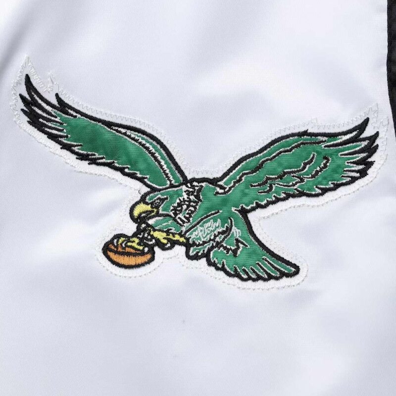 Retro The All-American Philadelphia Eagles White and Kelly Green Jacket