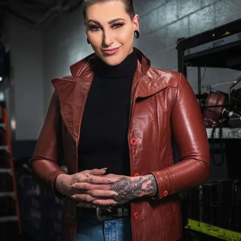 Rhea Ripley WWE Brown Leather Jacket