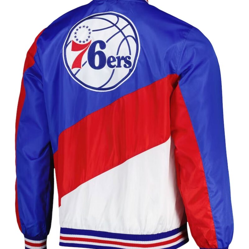 Ripstop Philadelphia 76ers Royal and Red Jacket