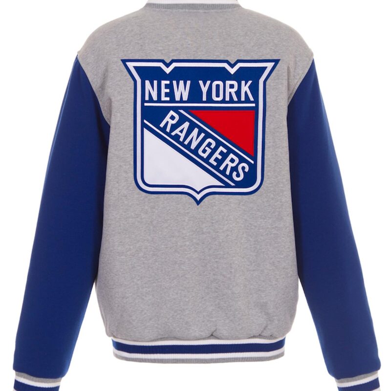 Gray/Royal New York Rangers Varsity Wool Jacket