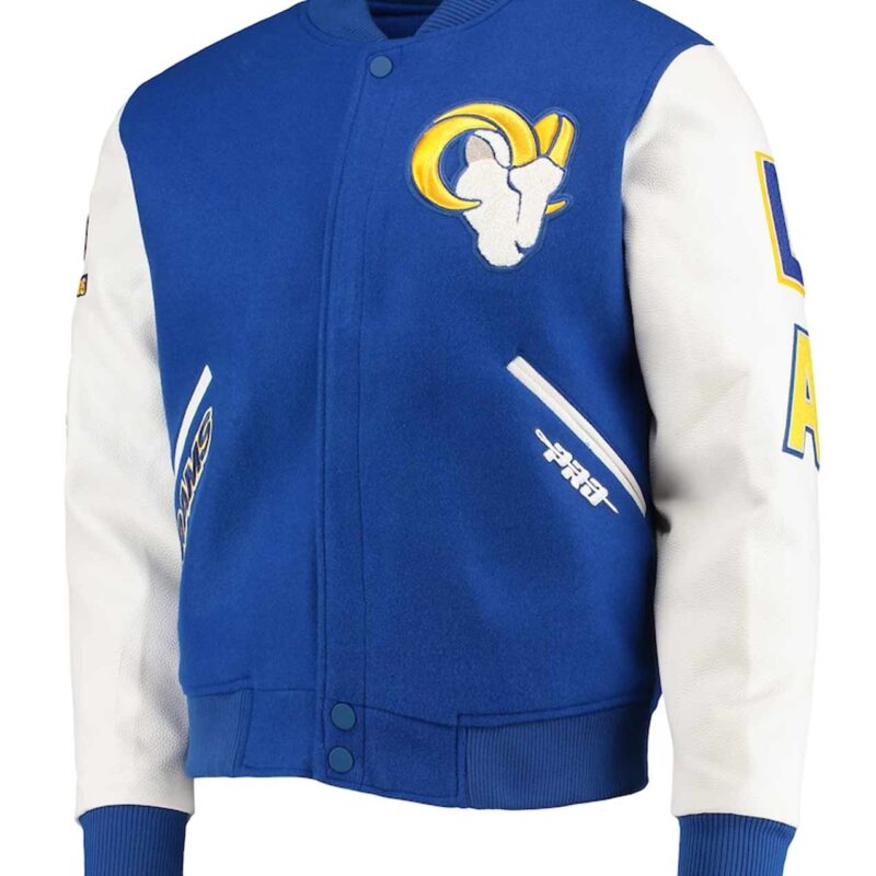 Logo LA Rams Royal and White Varsity Jacket