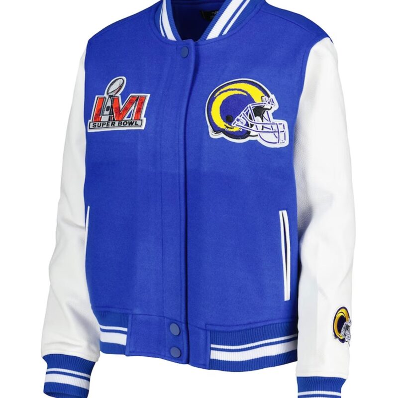 Los Angeles Rams Mash Up Royal and White Varsity Jacket