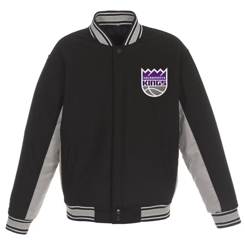 Sacramento Kings Accent Varsity Black Wool Jacket