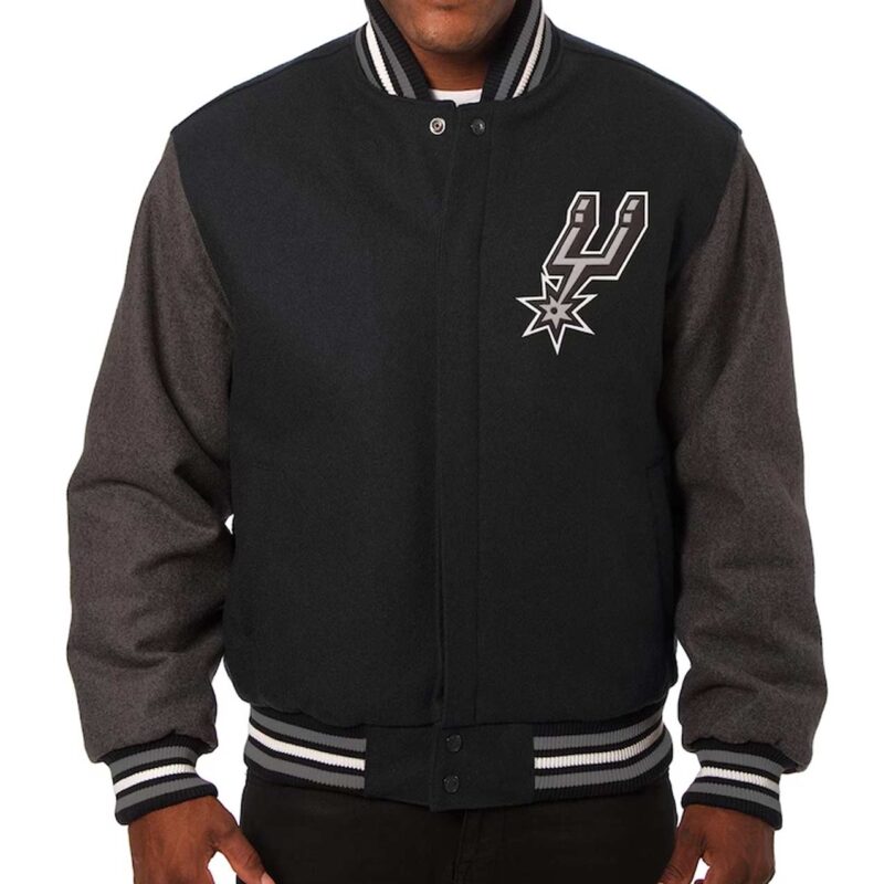 Charcoal/Black San Antonio Spurs Varsity Wool Jacket