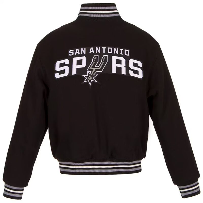 San Antonio Spurs Embroidered Varsity Black Wool Jacket