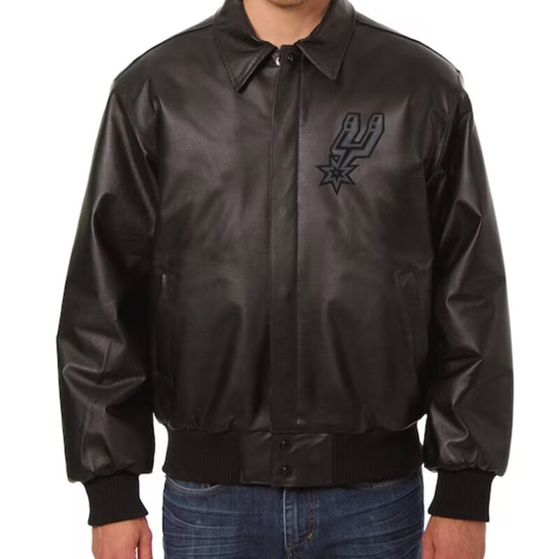San Antonio Spurs Black Tonal Leather Jacket
