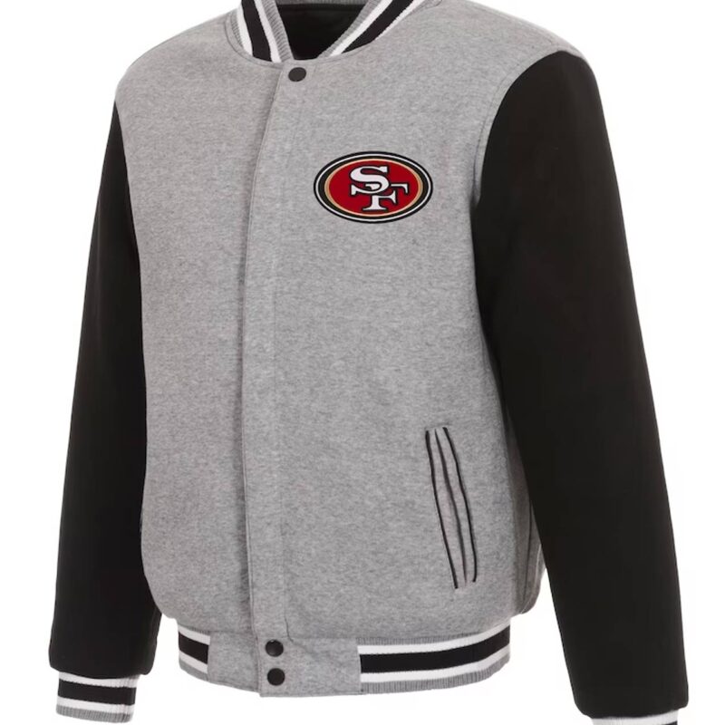 San Francisco 49ers Varsity Gray and Black Wool Jacket