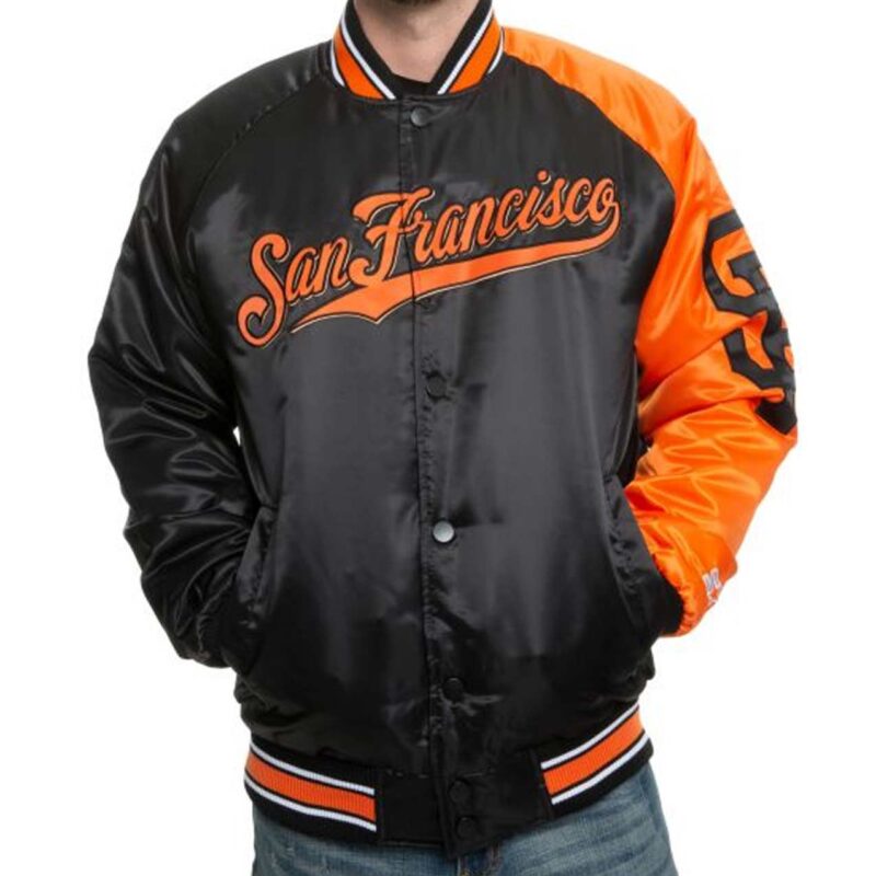 San Francisco Giants Black/Orange Varsity Satin Jacket
