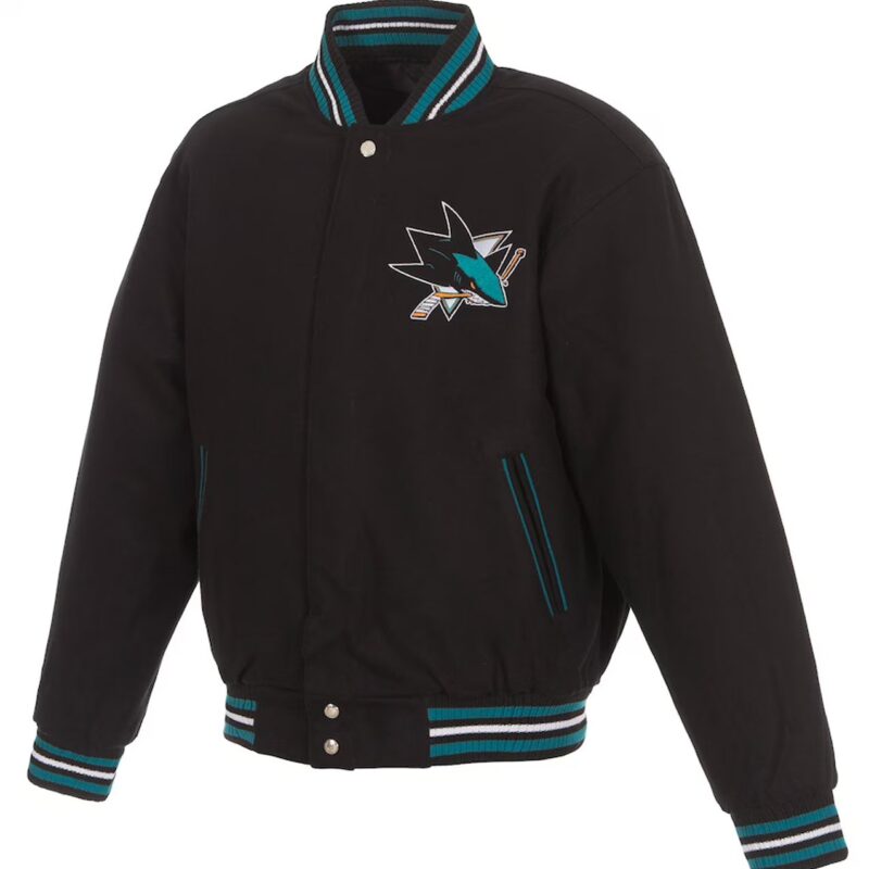 San Jose Sharks Black Varsity Wool Jacket