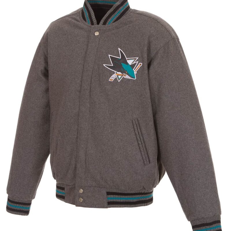 San Jose Sharks Gray Varsity Wool Jacket