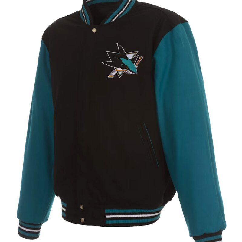 San Jose Sharks Teal and Black Varsity Wool Jacket