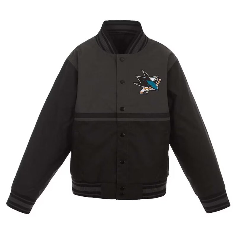 Youth San Jose Sharks Black Poly-Twill Jacket