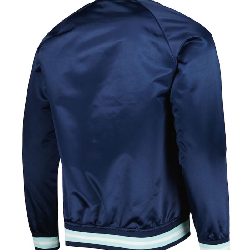 Seattle Kraken Deep Sea Blue Full-Snap Raglan Satin Jacket