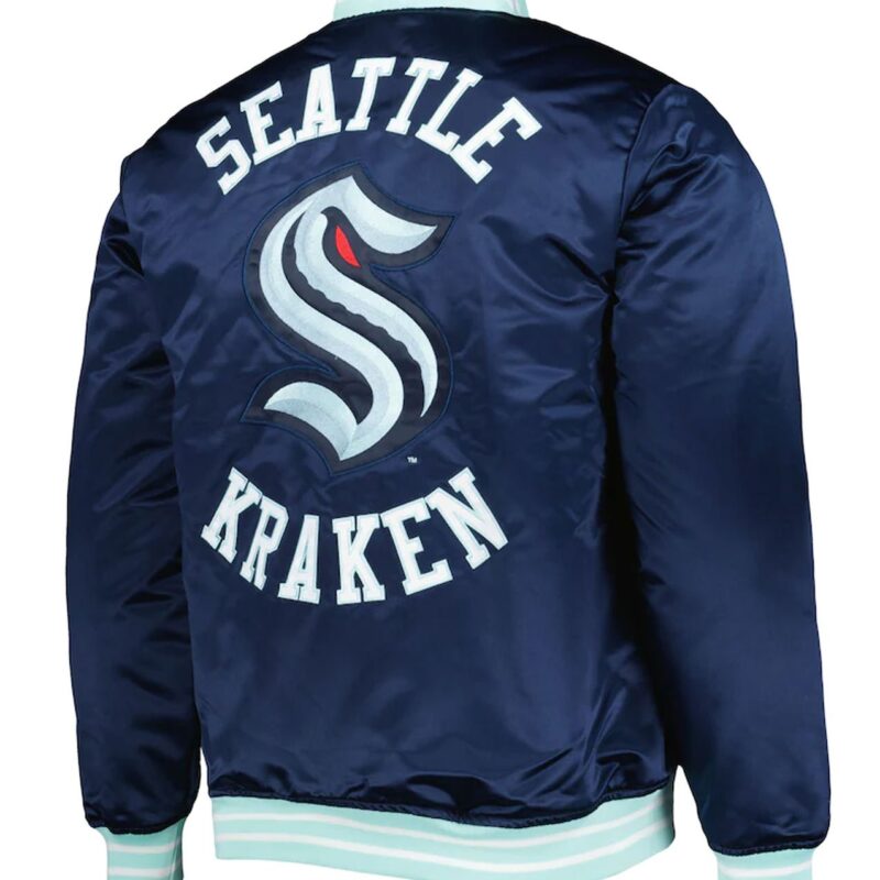 Seattle Kraken Deep Sea Blue Heavyweight Satin Jacket