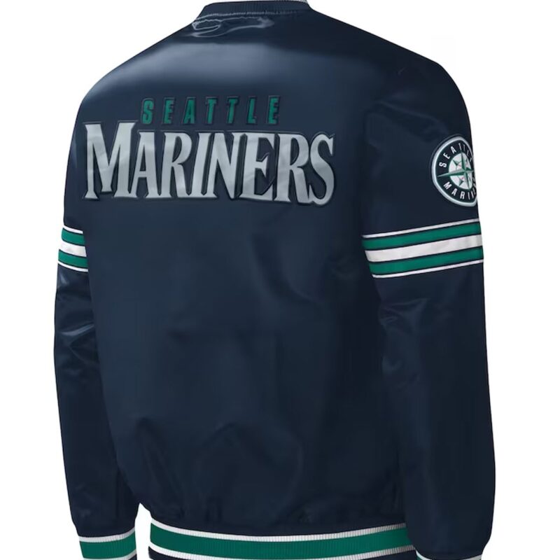 Seattle Mariners Midfield Navy Varsity Satin Jacket