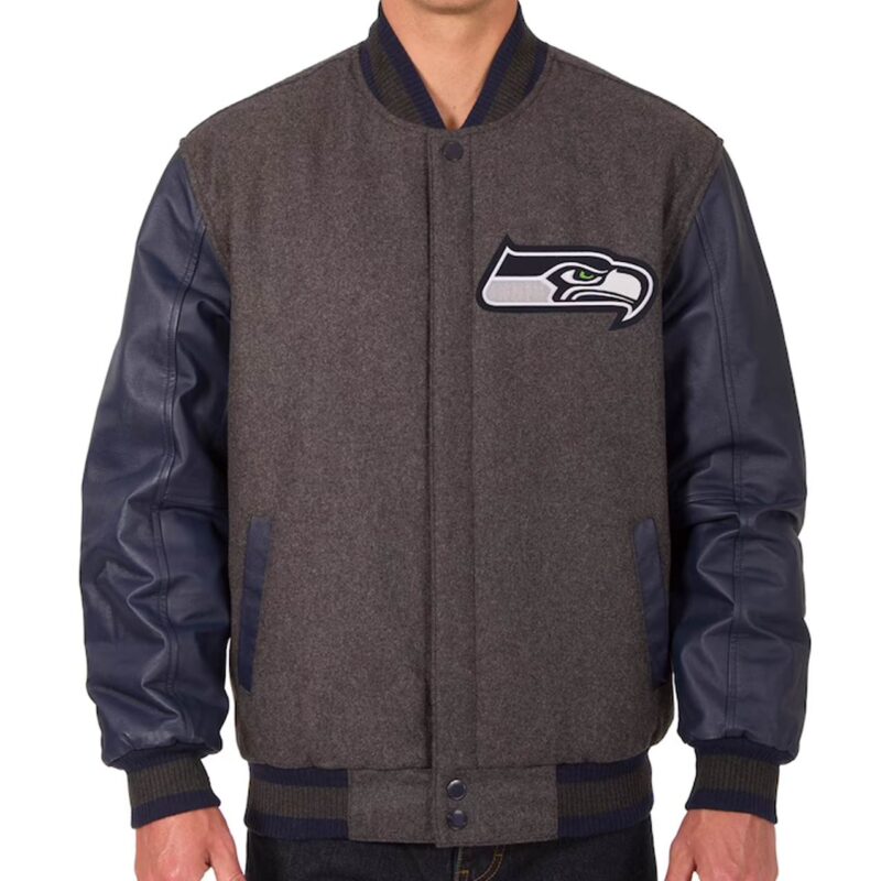 Seattle Seahawks Charcoal and Navy Varsity Jacket