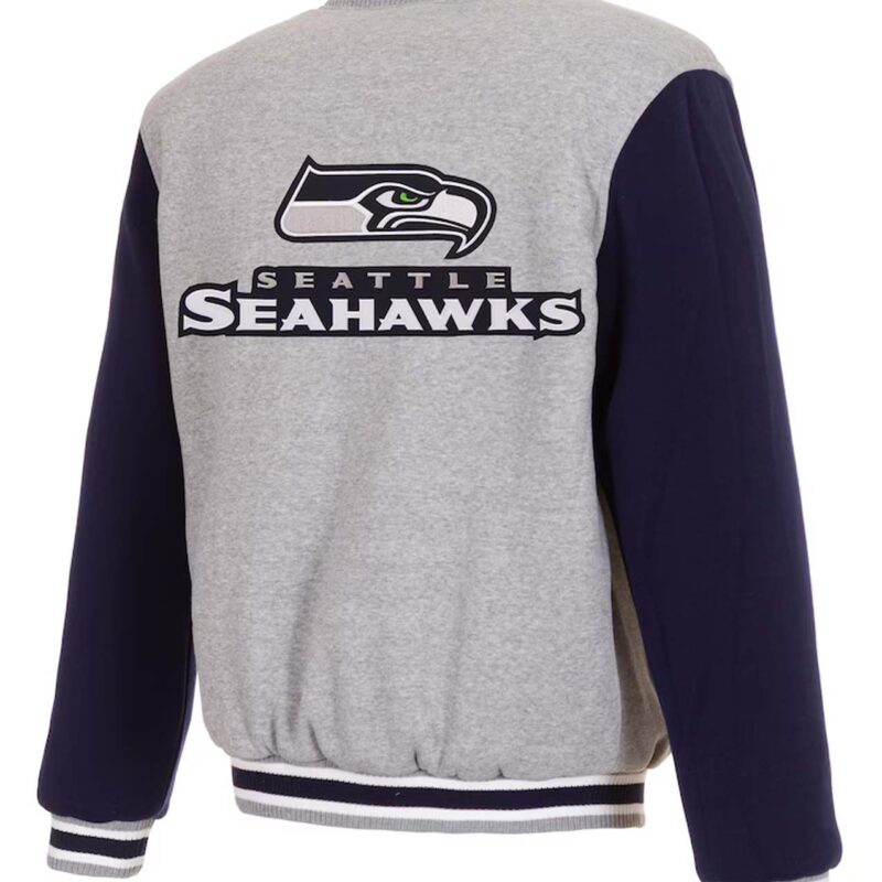 Seattle Seahawks Varsity Gray and Navy Wool Jacket